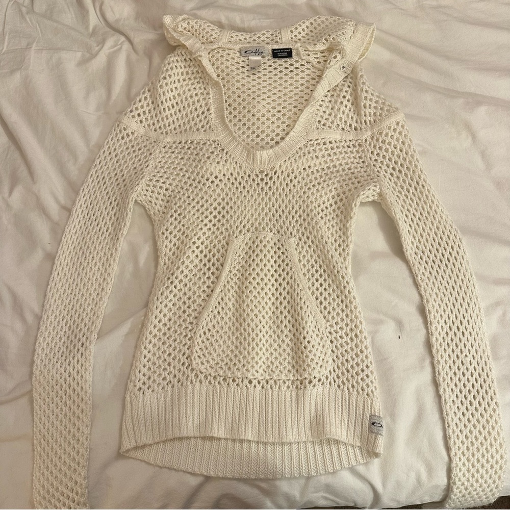 vintage oakley crochet white cream sweater